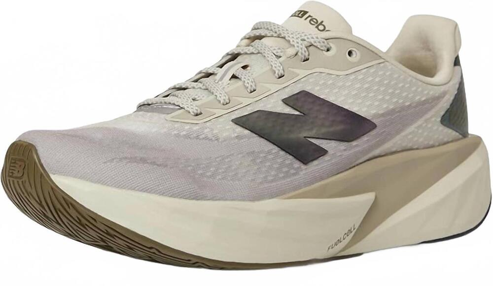 NEW NEW BALANCE men's fuelcell rebel v5 sneakers in shipyard/dried stone/silver